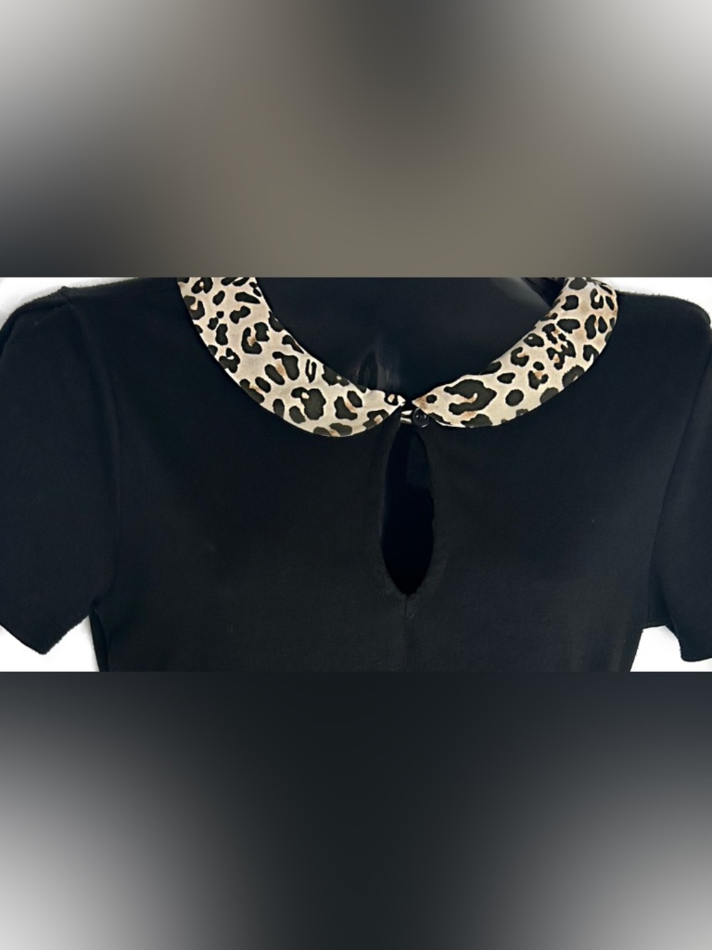 Forever 21 Black Dress with Leopard Print Collar - Picture 7 of 13